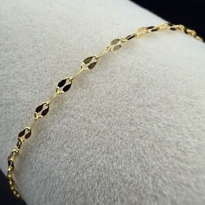 14K Solid Gold Women's Mirror Chain Bracelet -  6” or 6.5”